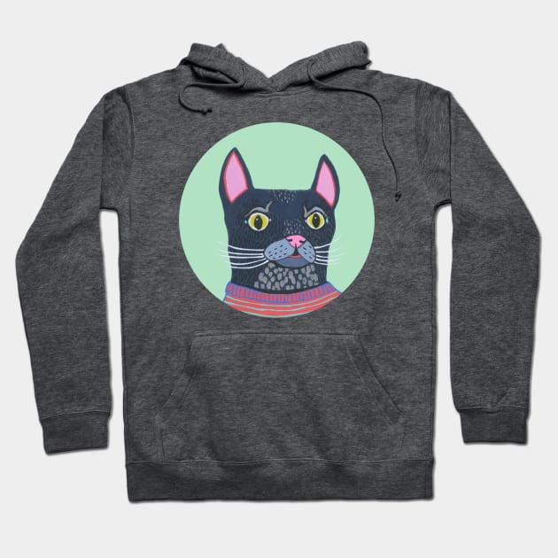 Crabby Black Cat Hoodie by jenniferdavisart